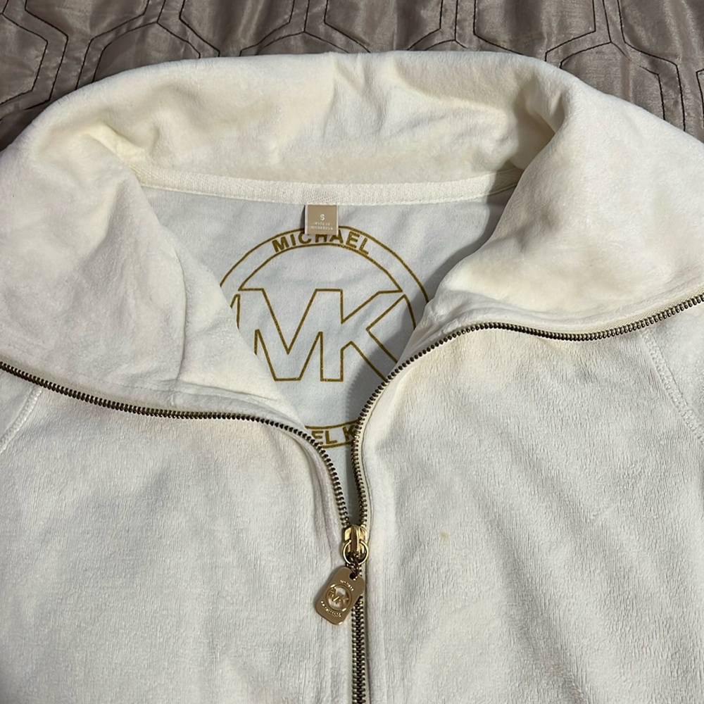 Michael Kors velour zipped white jacket size S
